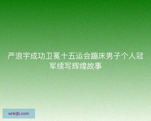 严浪宇成功卫冕十五运会蹦床男子个人冠军续写辉煌故事